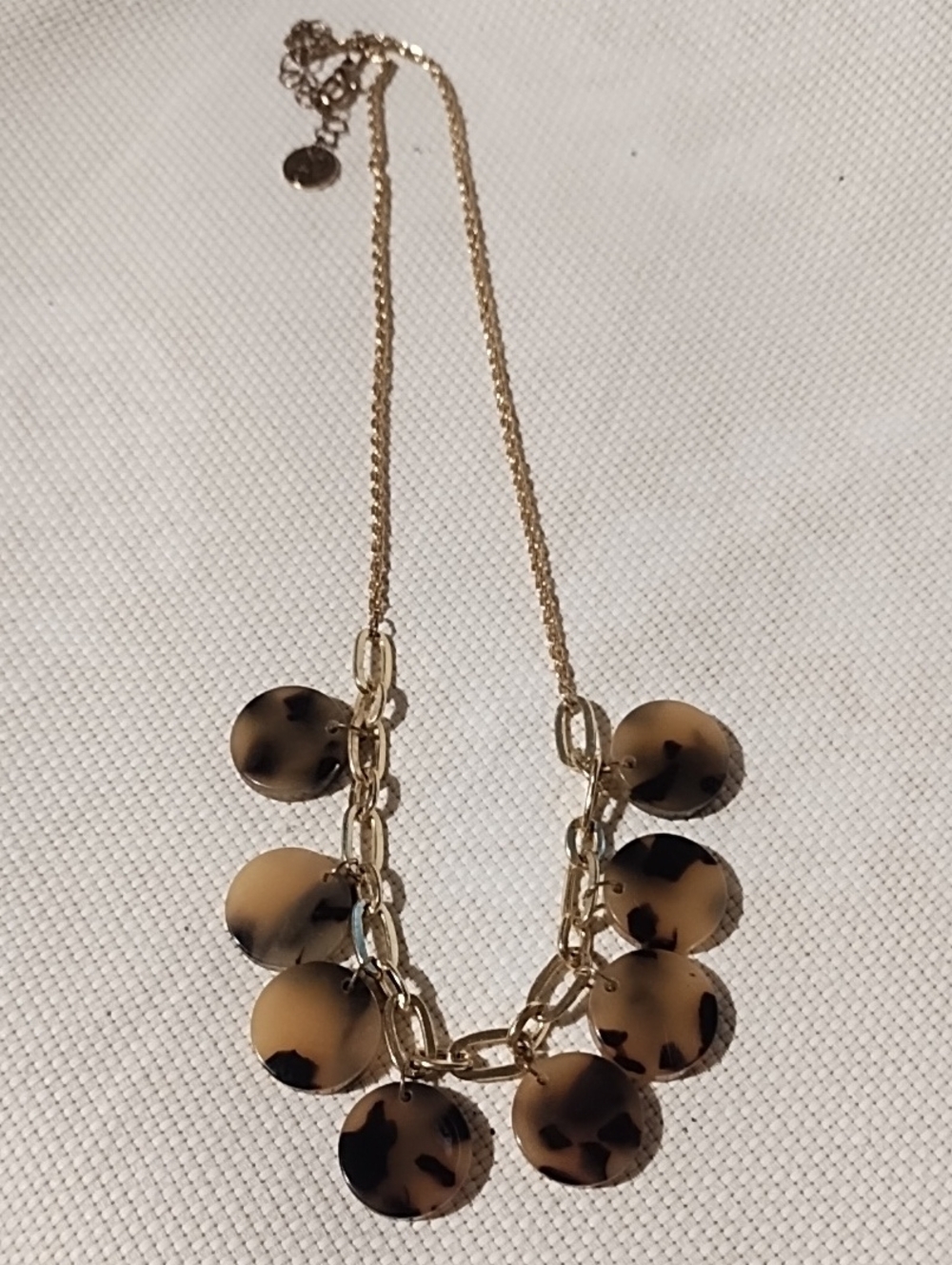 Plunder Gold-Tone Necklace with Tortoiseshell Discs EUC.